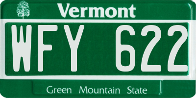 VT license plate WFY622