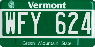 VT license plate WFY624