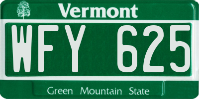VT license plate WFY625
