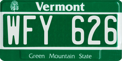 VT license plate WFY626