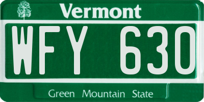 VT license plate WFY630