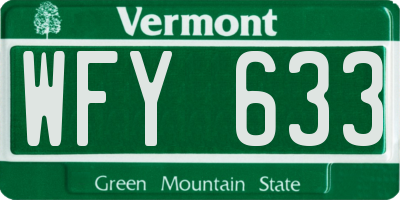 VT license plate WFY633