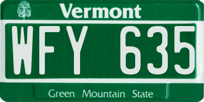 VT license plate WFY635