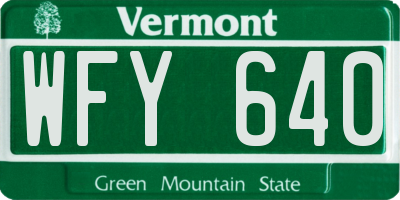 VT license plate WFY640
