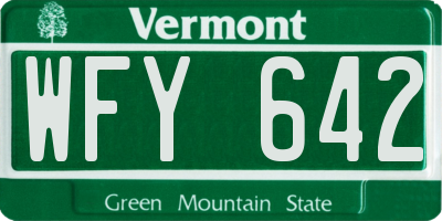 VT license plate WFY642