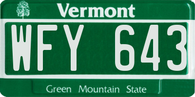 VT license plate WFY643