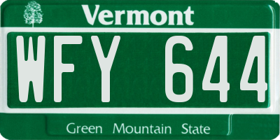 VT license plate WFY644
