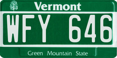 VT license plate WFY646