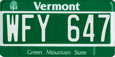 VT license plate WFY647