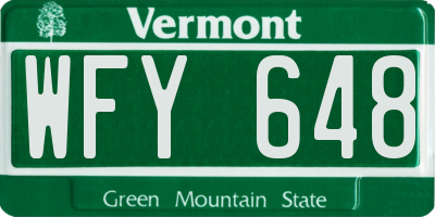 VT license plate WFY648