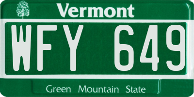 VT license plate WFY649