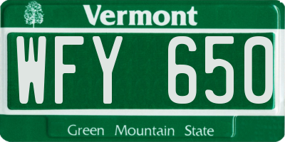 VT license plate WFY650