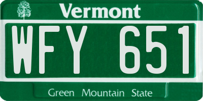VT license plate WFY651
