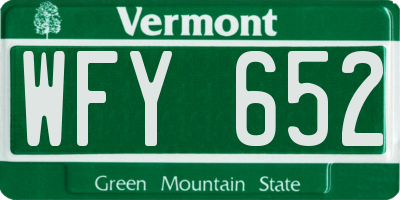 VT license plate WFY652