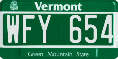 VT license plate WFY654
