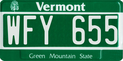 VT license plate WFY655