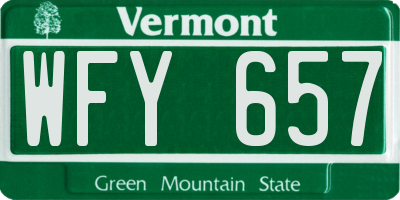 VT license plate WFY657