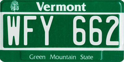 VT license plate WFY662