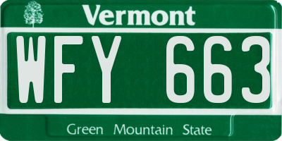 VT license plate WFY663