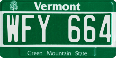 VT license plate WFY664