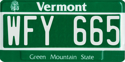 VT license plate WFY665