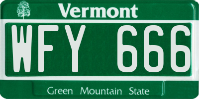 VT license plate WFY666