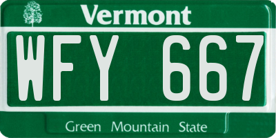VT license plate WFY667