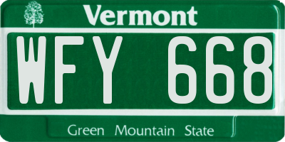 VT license plate WFY668