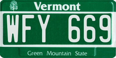 VT license plate WFY669