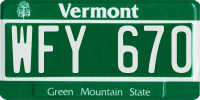 VT license plate WFY670