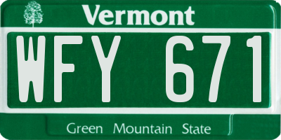 VT license plate WFY671