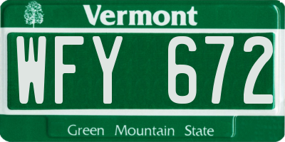 VT license plate WFY672
