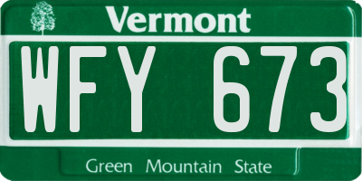 VT license plate WFY673