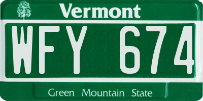 VT license plate WFY674