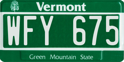 VT license plate WFY675