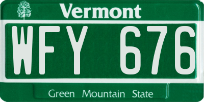 VT license plate WFY676