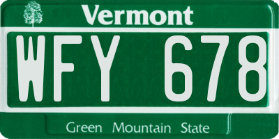 VT license plate WFY678