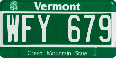 VT license plate WFY679