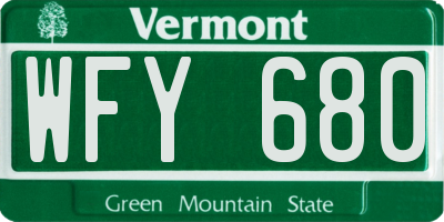 VT license plate WFY680