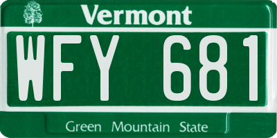 VT license plate WFY681