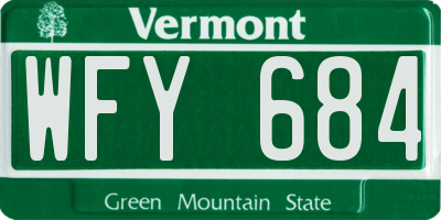VT license plate WFY684