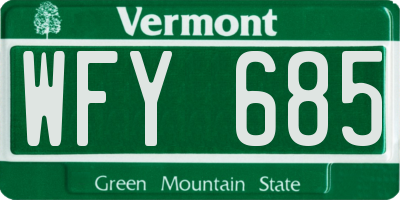 VT license plate WFY685
