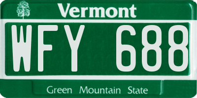 VT license plate WFY688