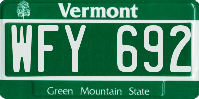 VT license plate WFY692