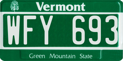 VT license plate WFY693