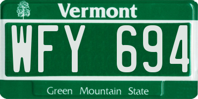 VT license plate WFY694
