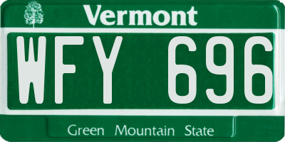 VT license plate WFY696