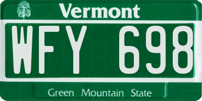 VT license plate WFY698