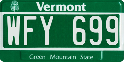 VT license plate WFY699