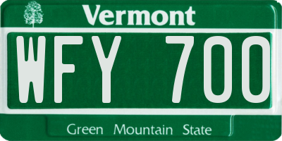 VT license plate WFY700